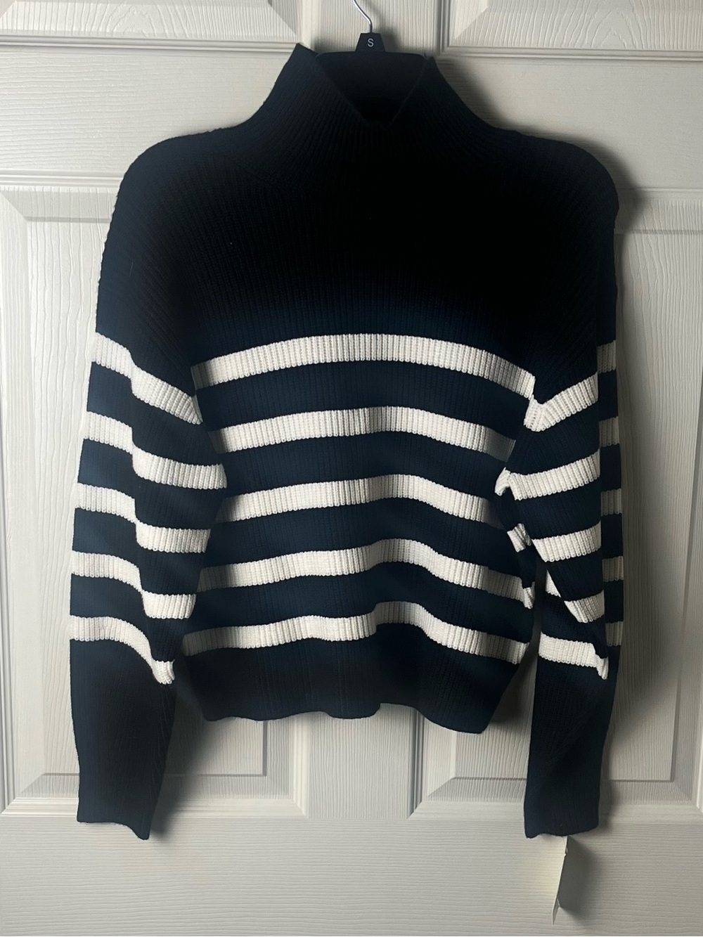 Women's Black and White Striped Knit Sweater